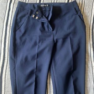 High waisted navy blue work pants